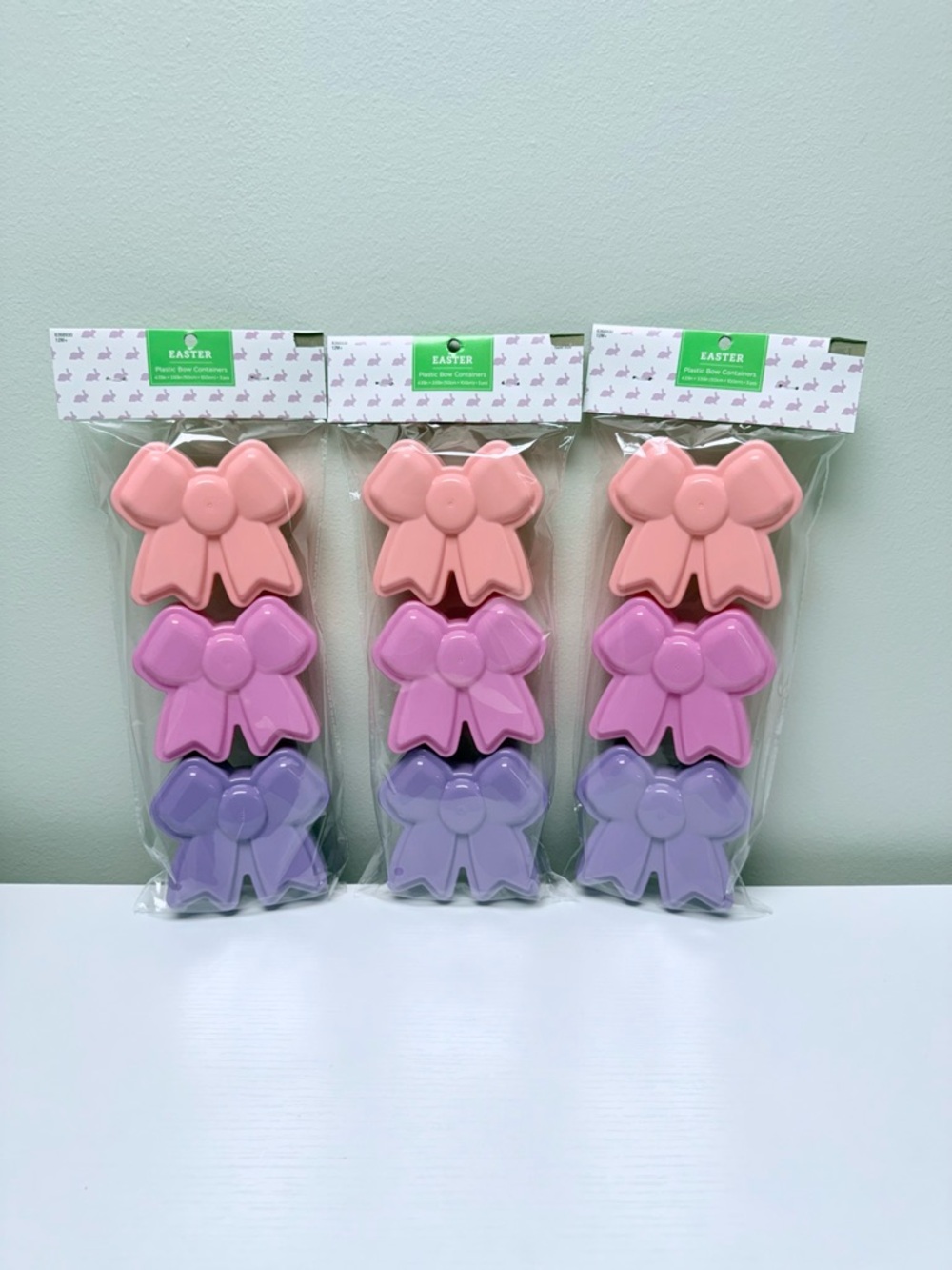 Set of 9 Plastic Bow Containers - Pink, Purple, Light Pink, Spring 2026